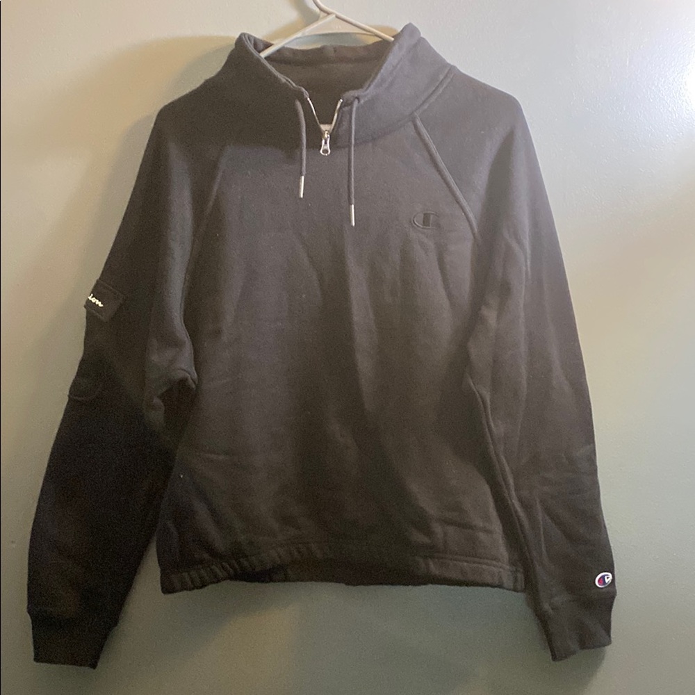 Champion Black Zip Up Sweater Athletic Style
